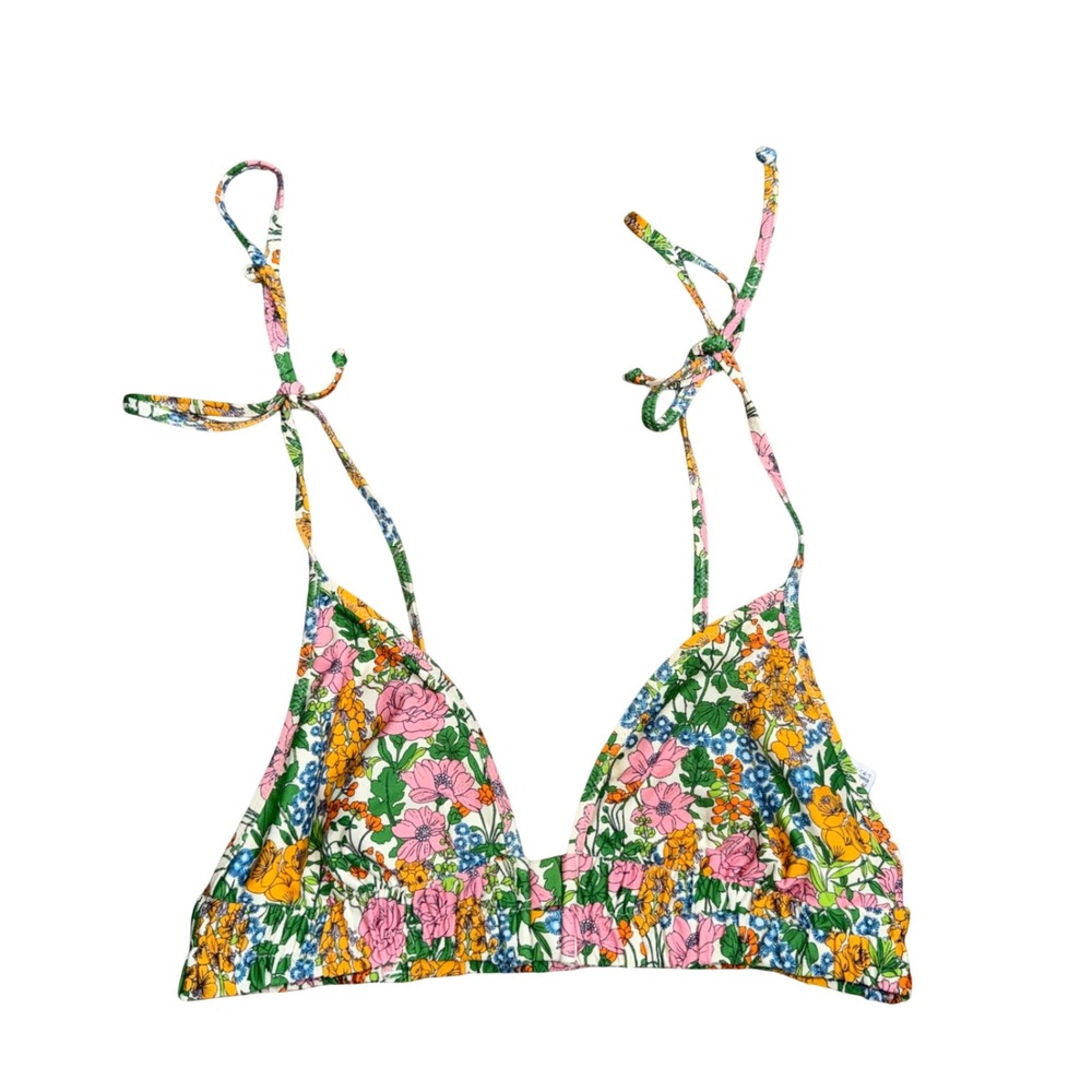 J.Crew Bikini Top Women S Multi Color Excellent Liberty Fabric Floral Triangle